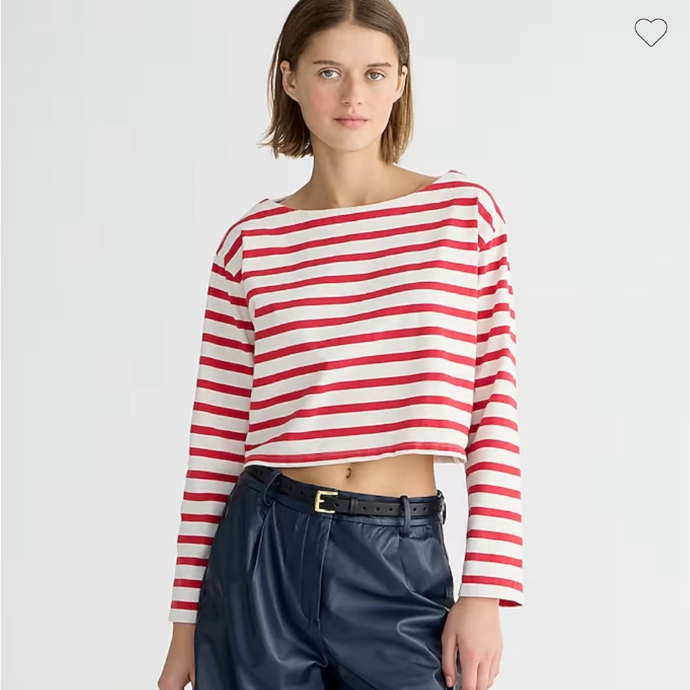 NWT J. Crew Cropped boatneck T-shirt in mariner cotton